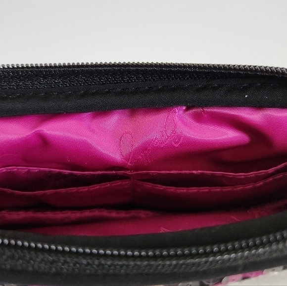 VERA Bradley Shimmer Canterberry Magenta Black White Wallet Wristlet Handbag